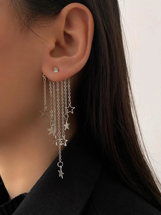 Star Dangle Earrings Sliver